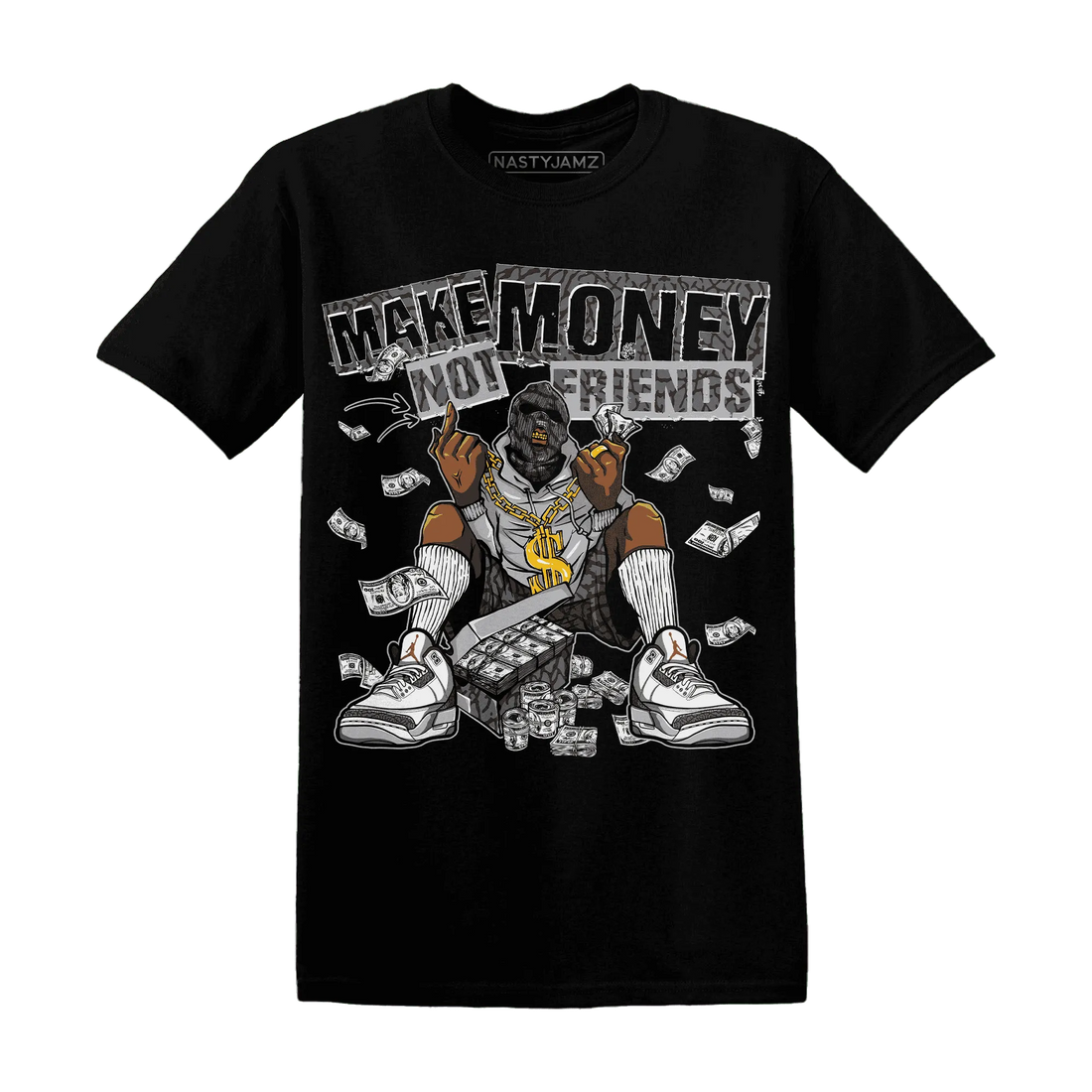Cement-Grey-3s-T-Shirt-Match-Make-Money-Not-Friends