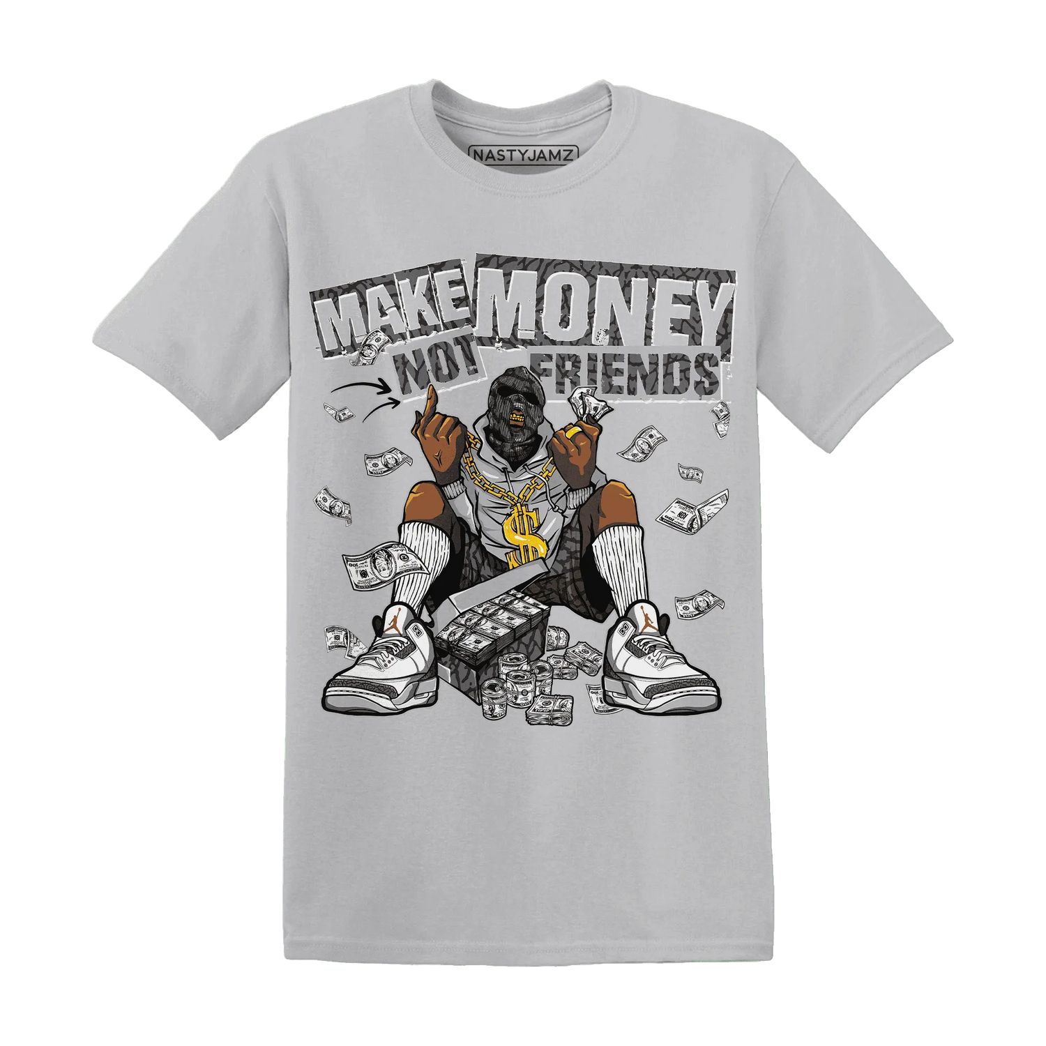 Cement-Grey-3s-T-Shirt-Match-Make-Money-Not-Friends
