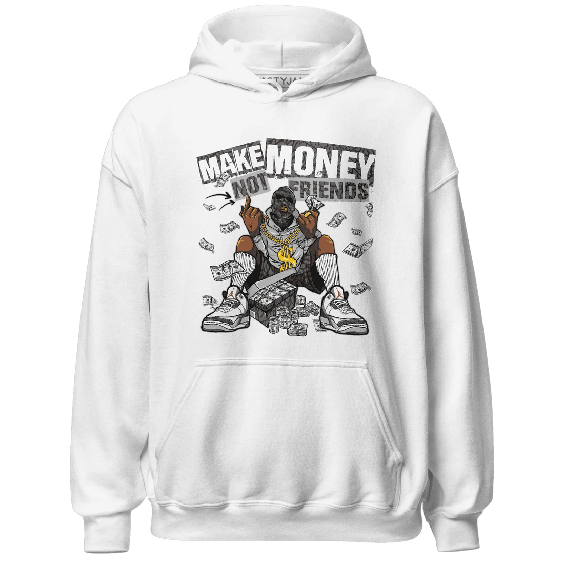 Cement-Grey-3s-Hoodie-Match-Make-Money-Not-Friends
