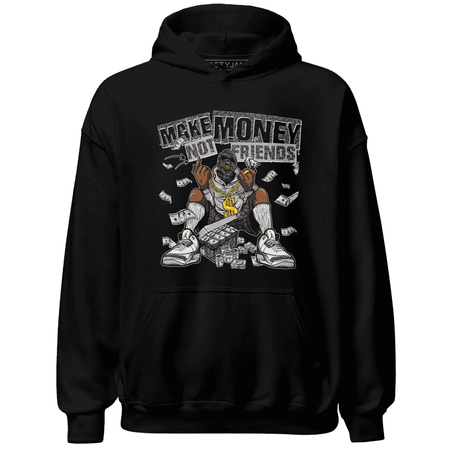 Cement-Grey-3s-Hoodie-Match-Make-Money-Not-Friends