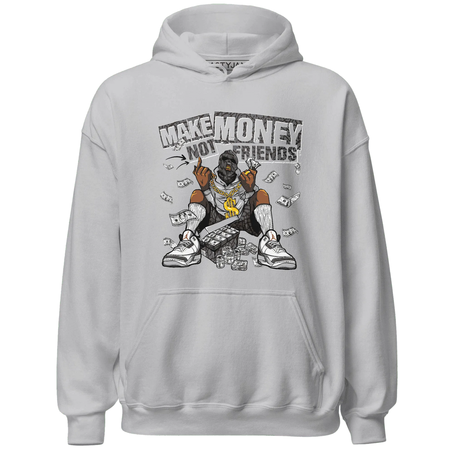 Cement-Grey-3s-Hoodie-Match-Make-Money-Not-Friends