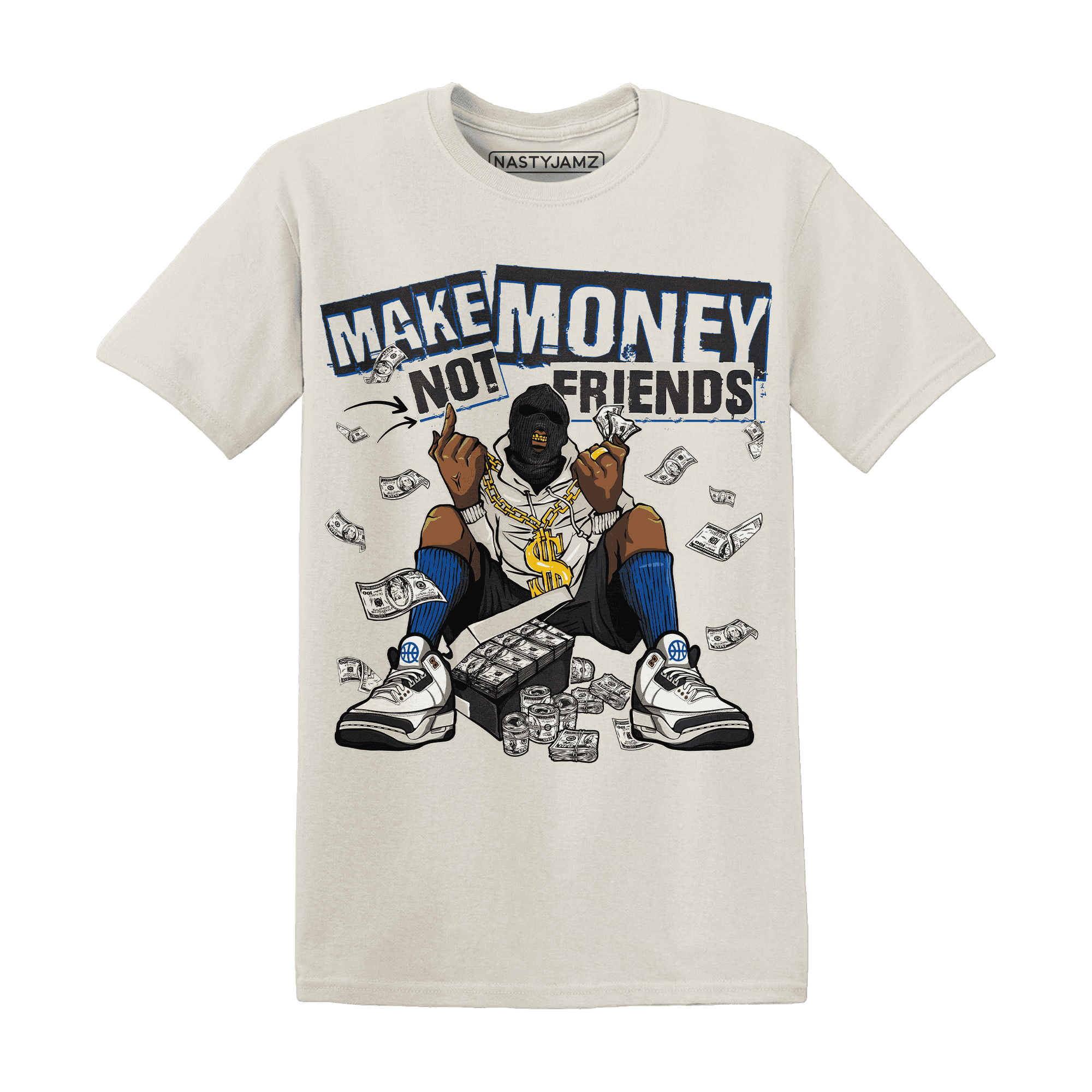 Quaiii 54 3s T Shirt Match Make Money Not Friends - NastyJamz