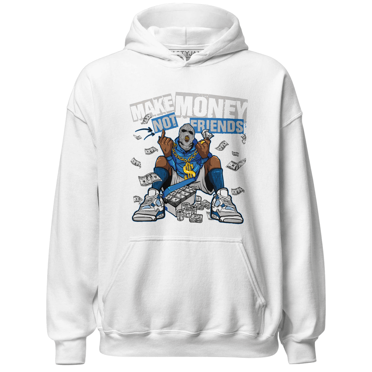 Industrial Blue 4s Hoodie Match Make Money Not Friends - NastyJamz
