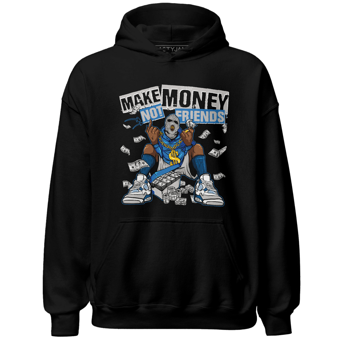 Industrial Blue 4s Hoodie Match Make Money Not Friends - NastyJamz