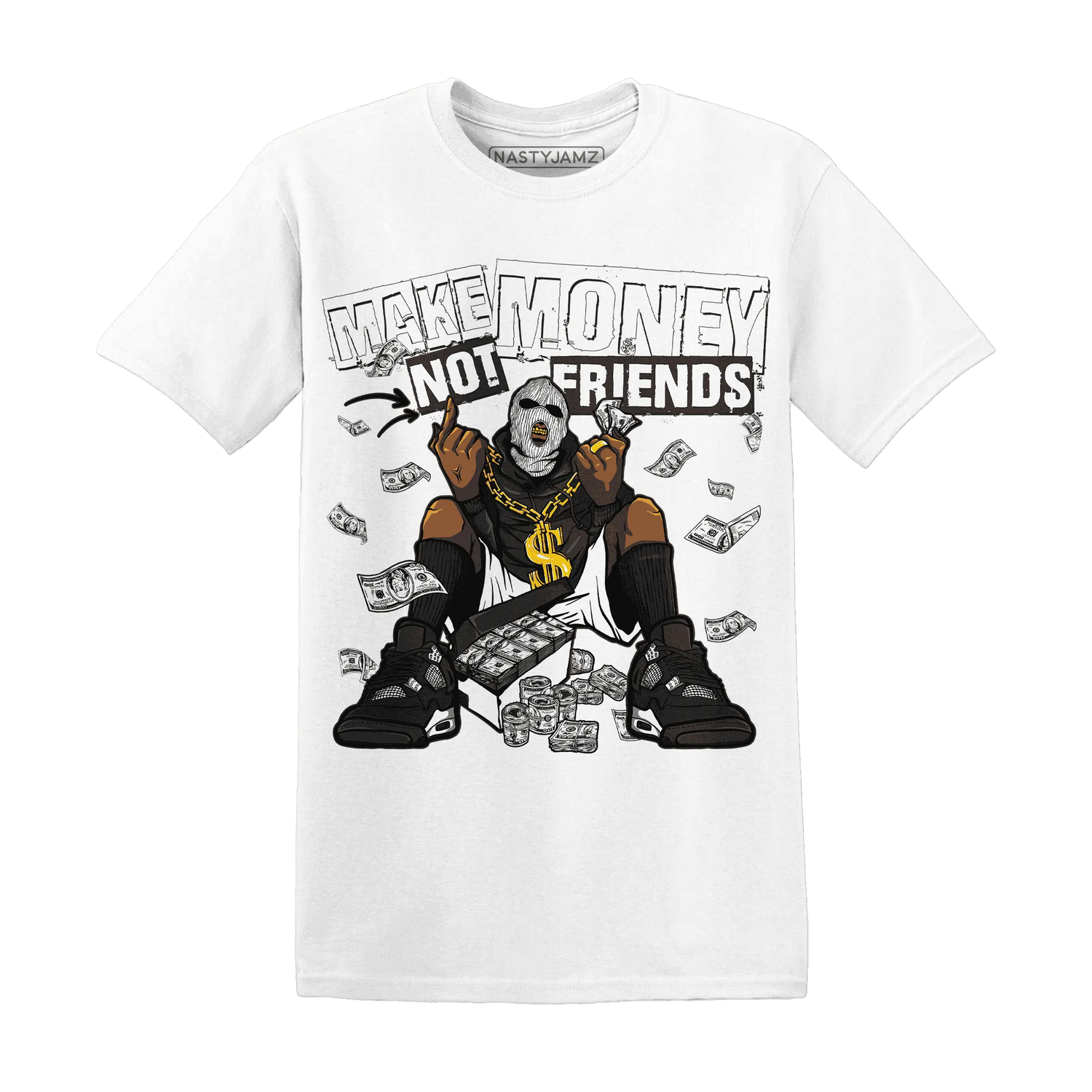 White-Thunder-4s-T-Shirt-Match-Make-Money-Not-Friends