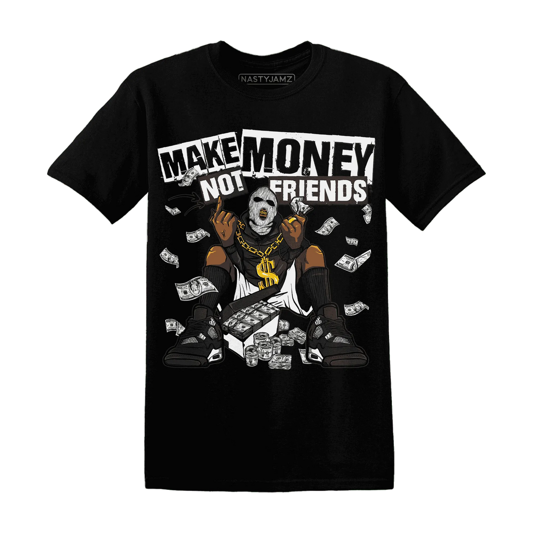 White-Thunder-4s-T-Shirt-Match-Make-Money-Not-Friends