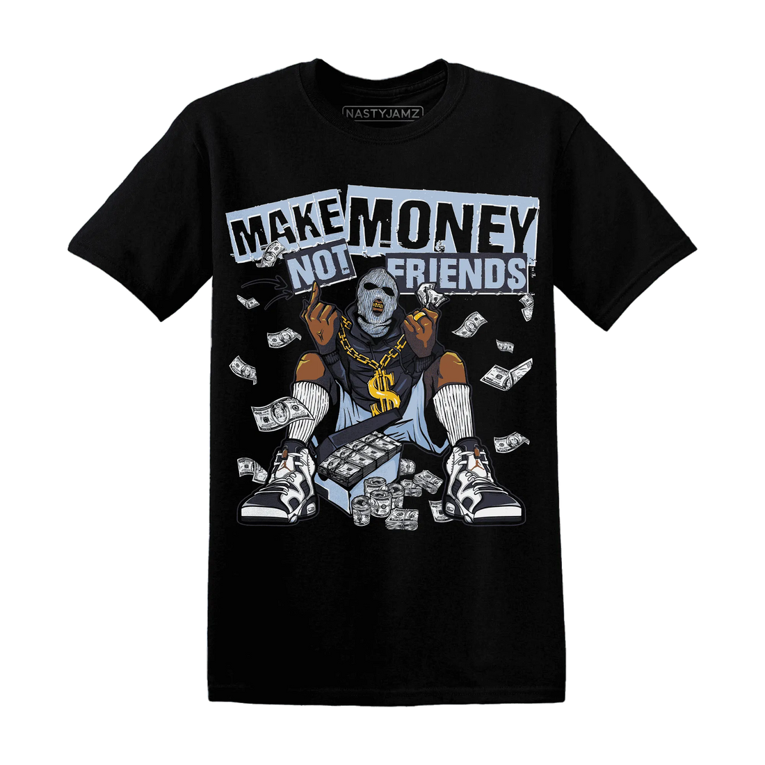 White-Navy-6s-T-Shirt-Match-Make-Money-Not-Friends