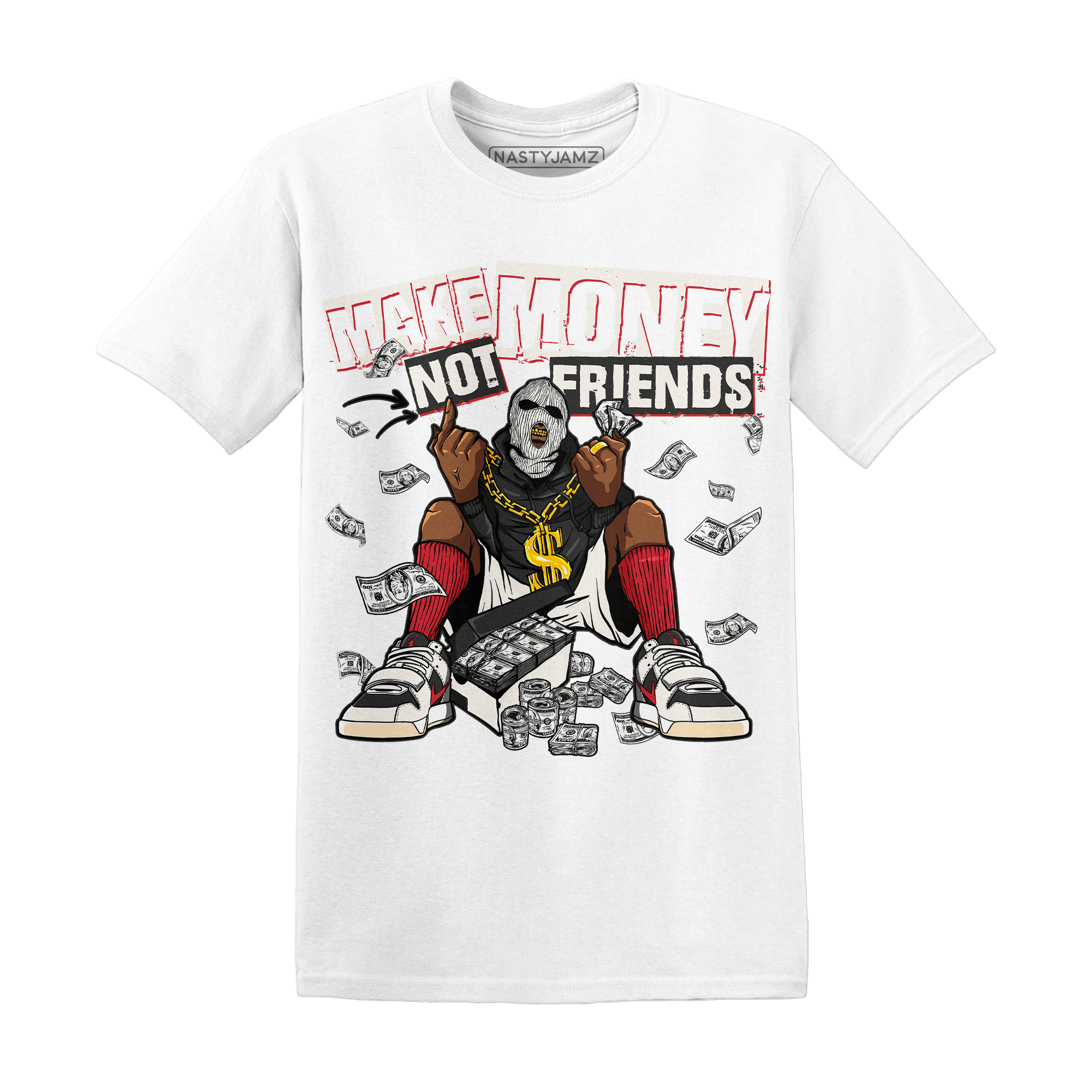 Jumman Jack University Red T Shirt Match Make Money Not Friends - NastyJamz