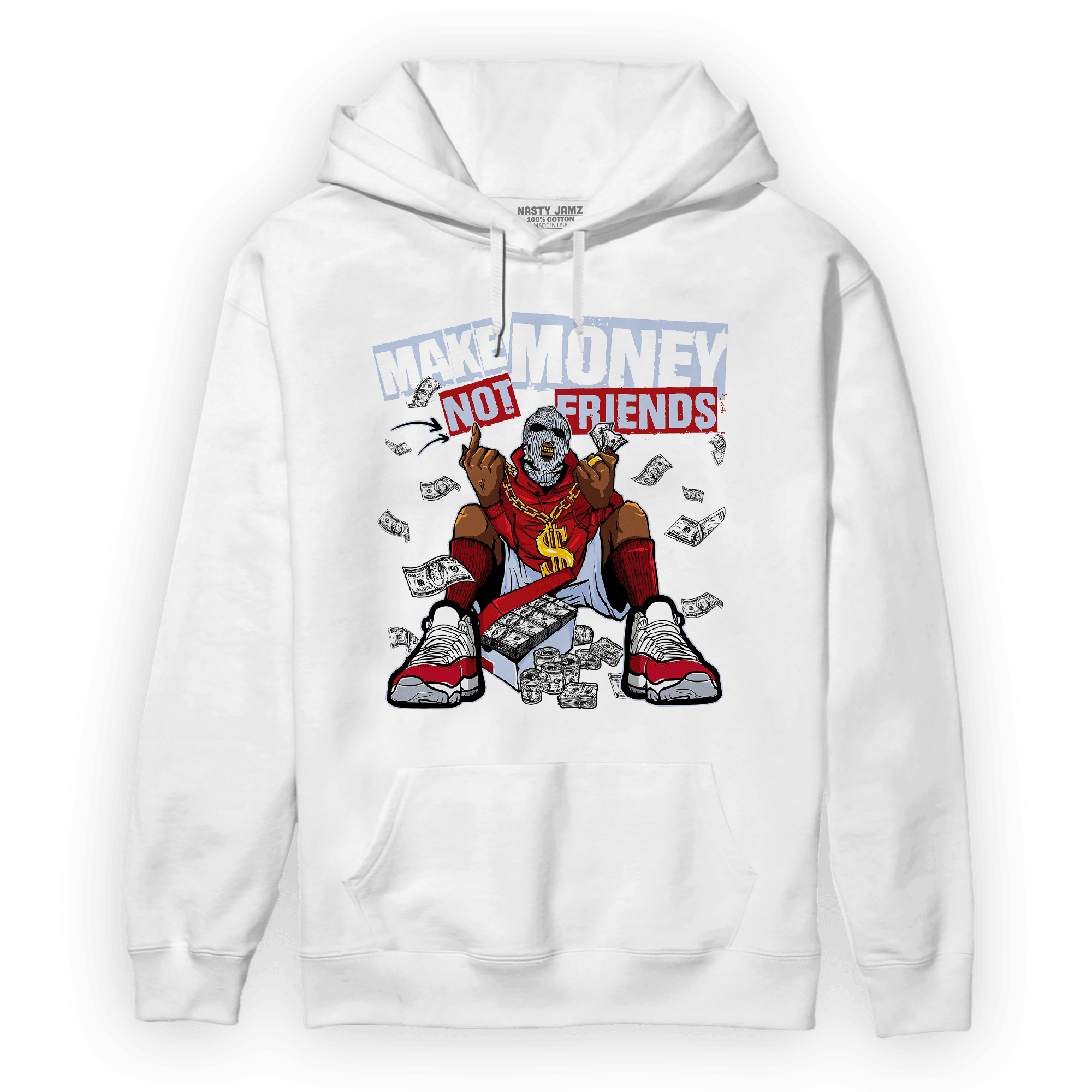 Cherry 11s Hoodie Match Make Money Not Friends - NastyJamz