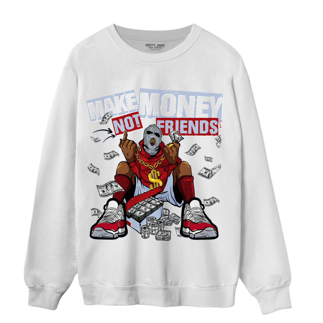 Cherry 11s Sweatshirt Match Make Money Not Friends - NastyJamz