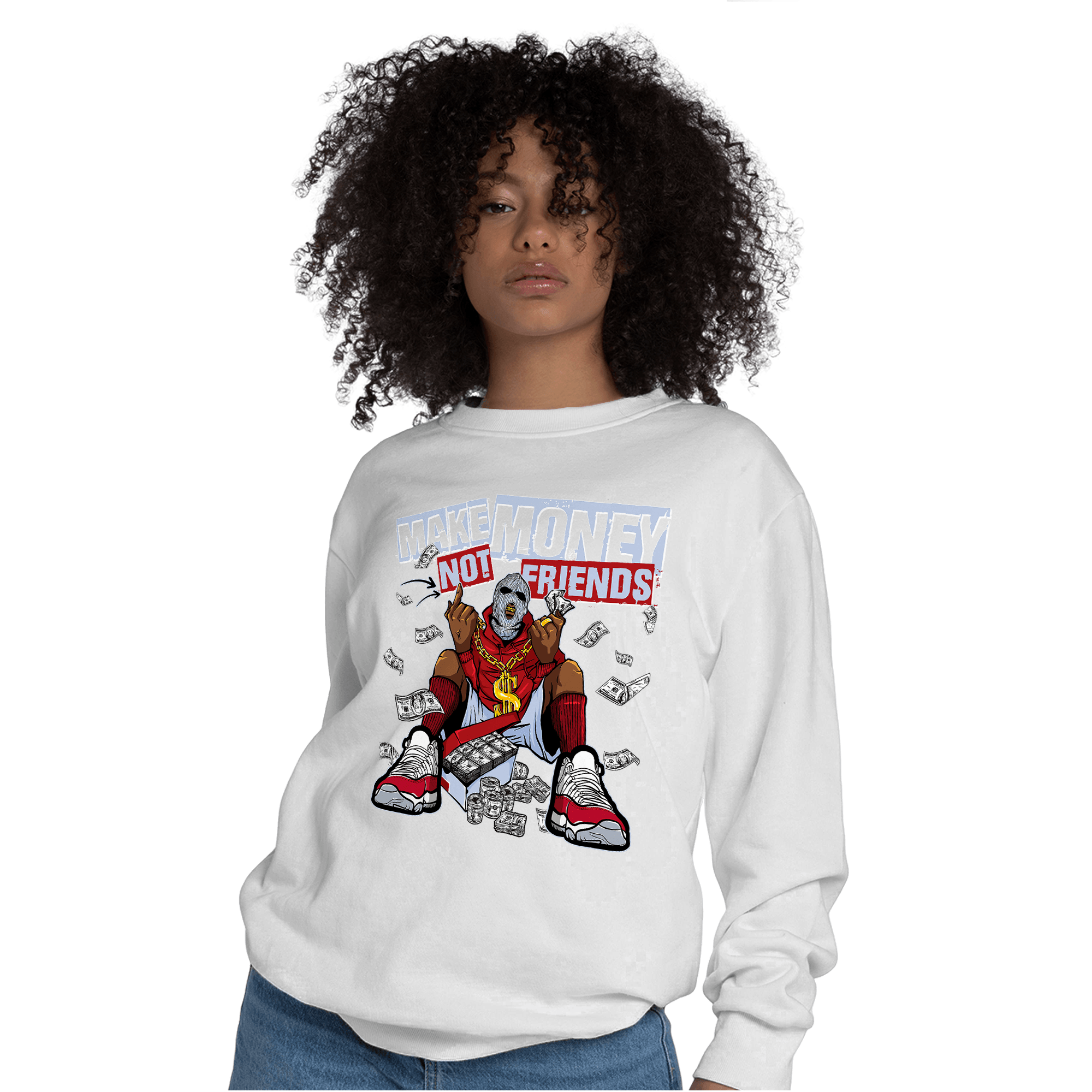 Cherry 11s Sweatshirt Match Make Money Not Friends - NastyJamz