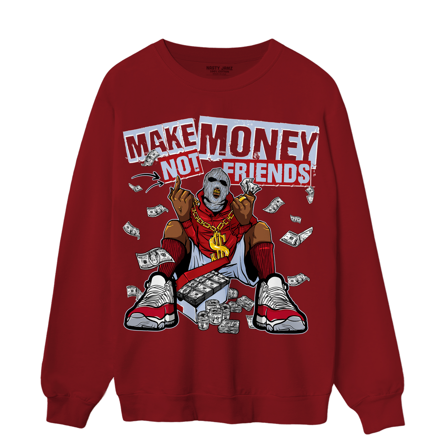 Cherry 11s Sweatshirt Match Make Money Not Friends - NastyJamz