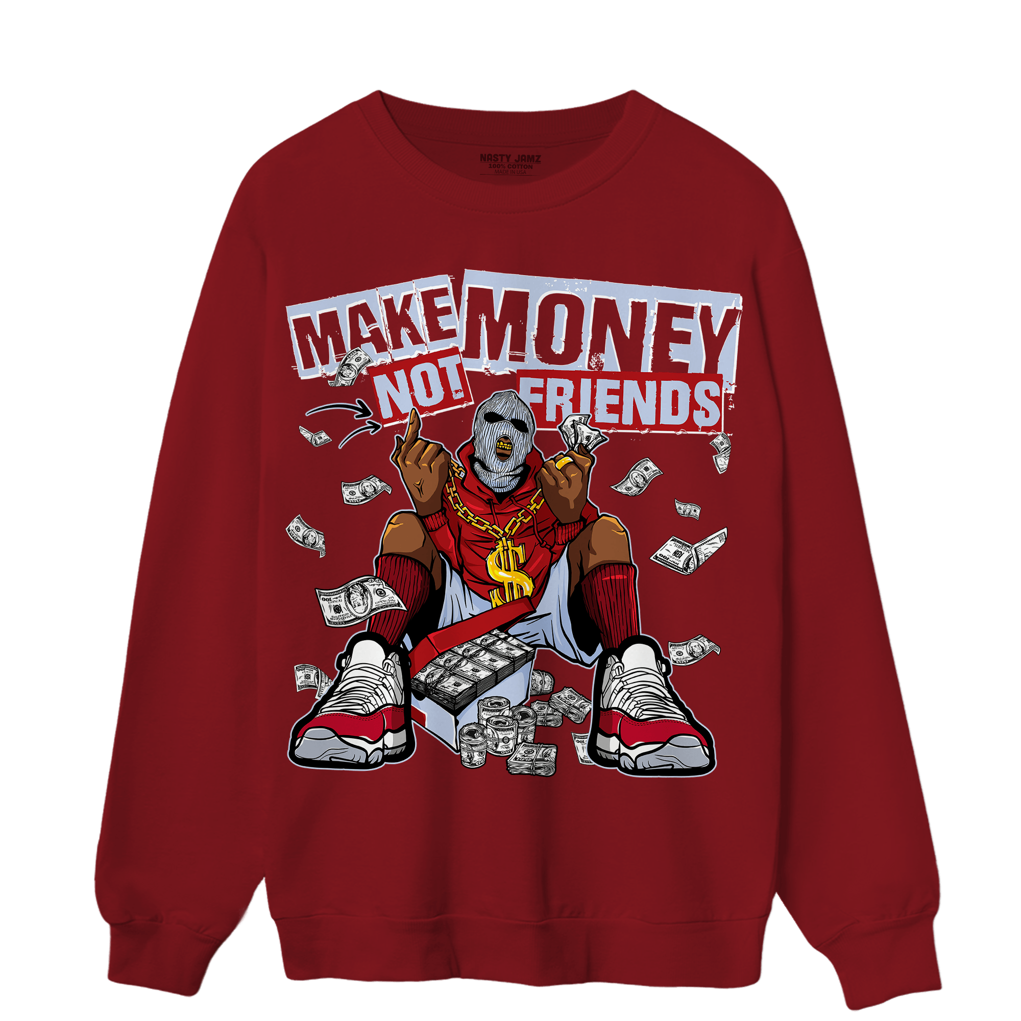 Cherry 11s Sweatshirt Match Make Money Not Friends - NastyJamz