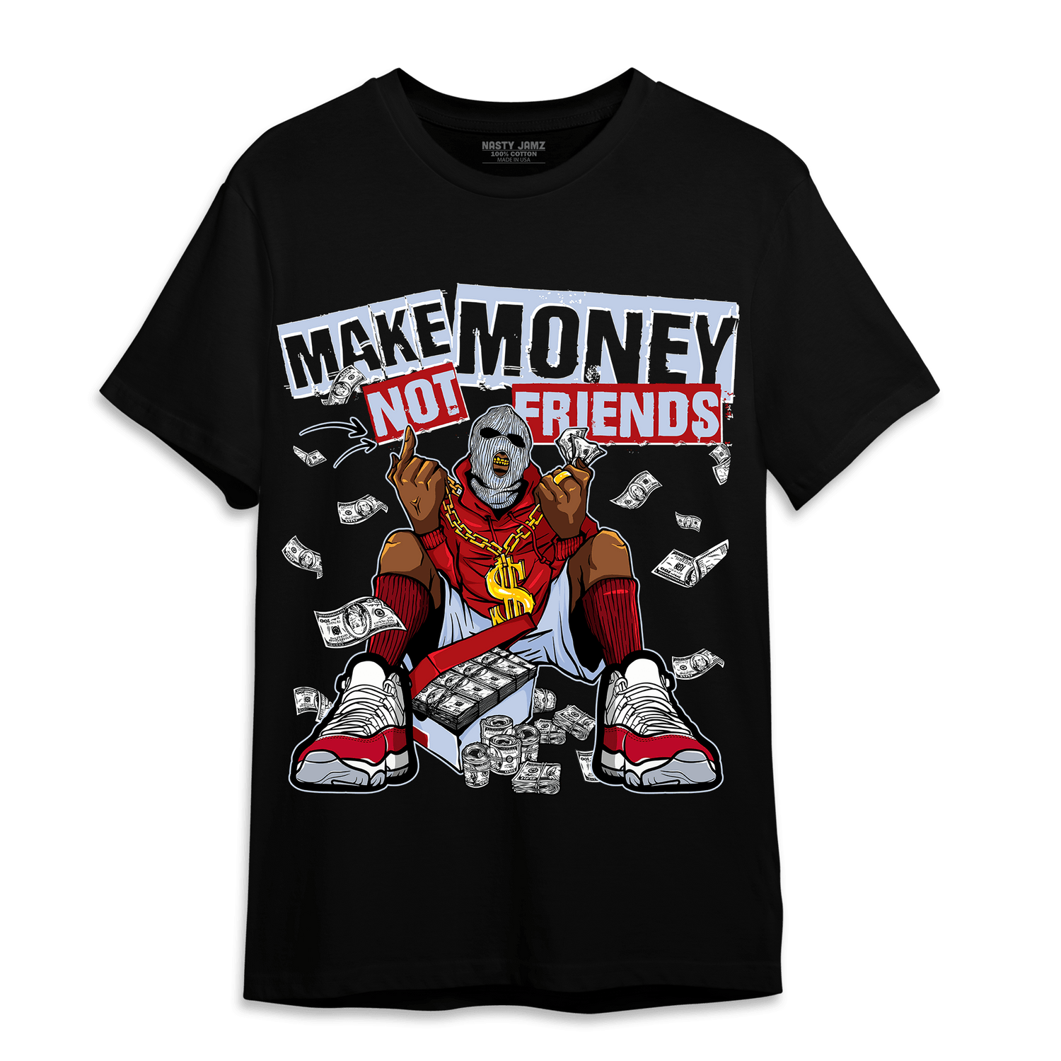 Cherry 11s T Shirt Match Make Money Not Friends - NastyJamz