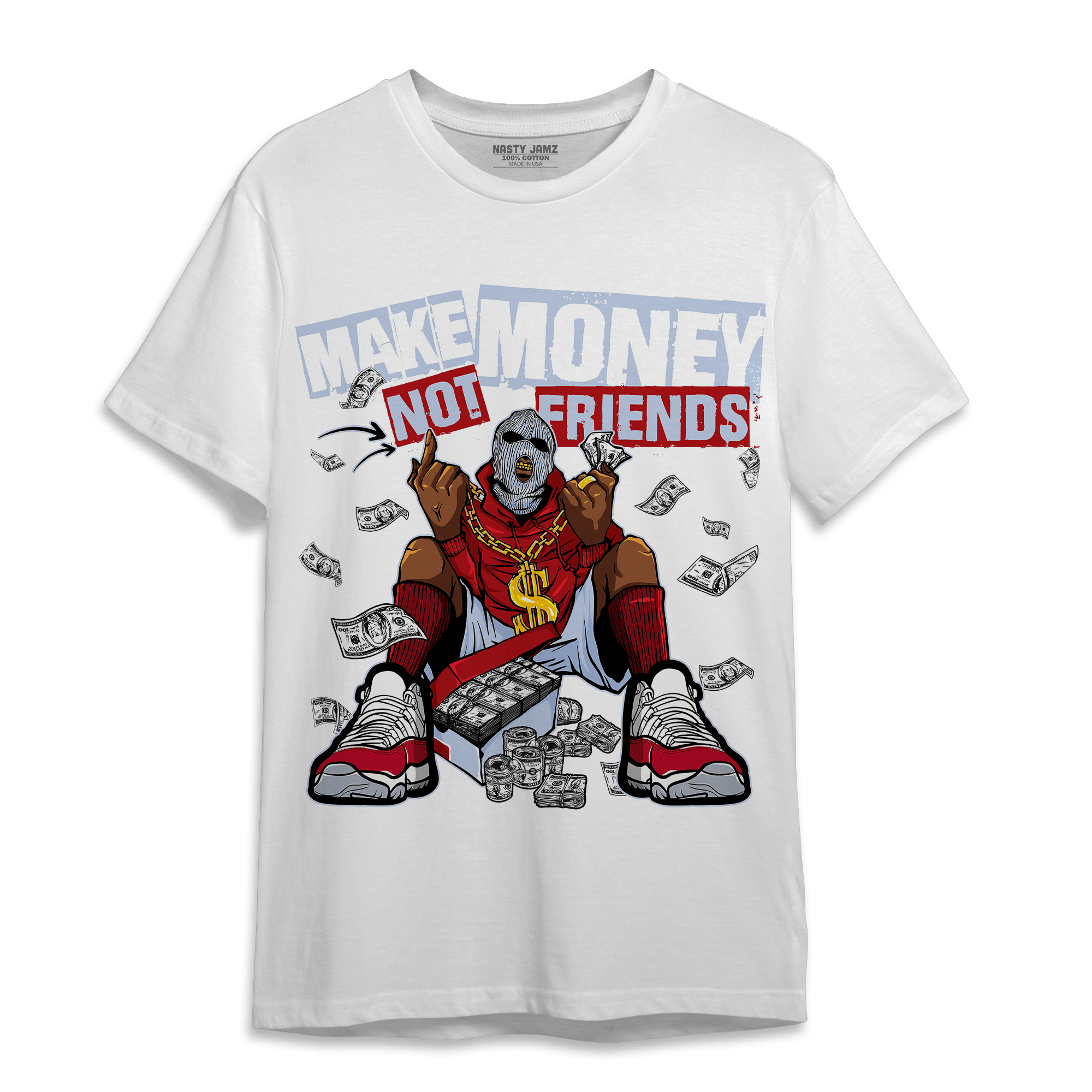 Cherry 11s T Shirt Match Make Money Not Friends - NastyJamz