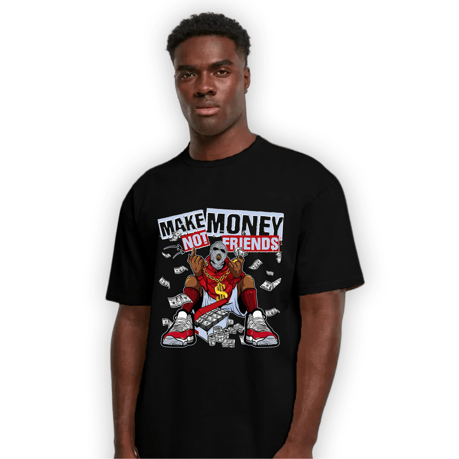 Cherry 11s T Shirt Match Make Money Not Friends - NastyJamz