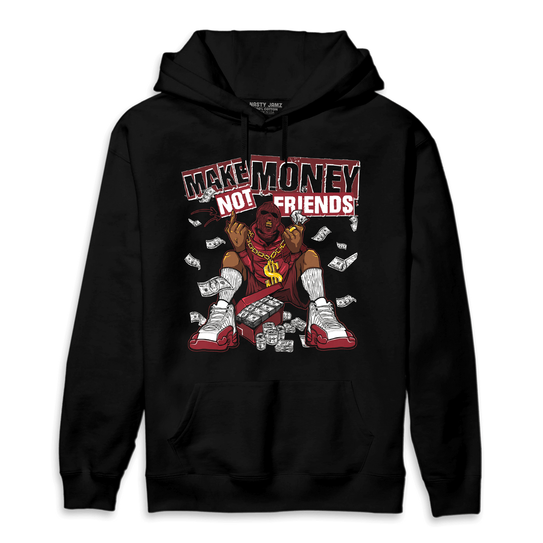 Cherry 12s Hoodie Match Make Money Not Friends - NastyJamz
