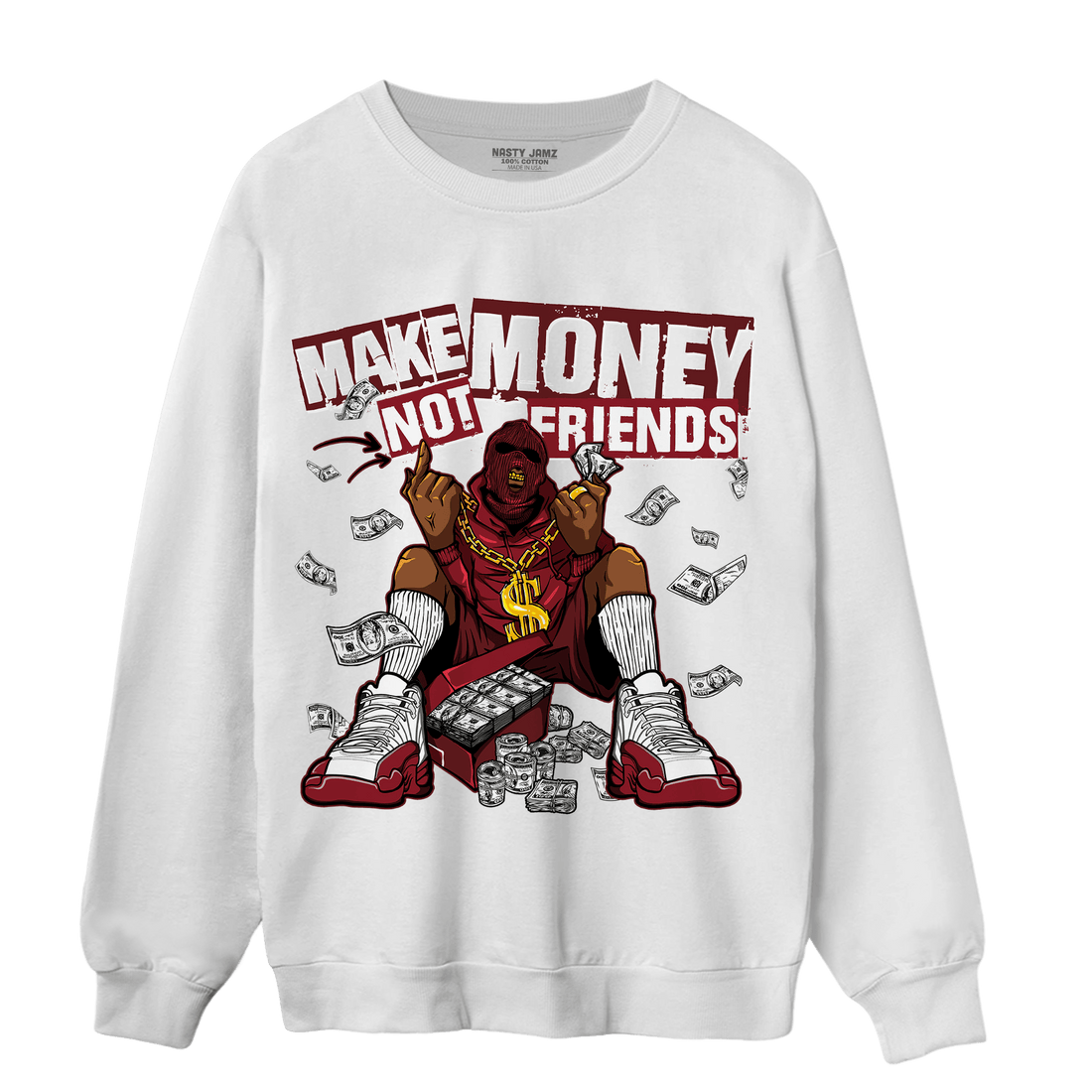 Cherry 12s Sweatshirt Match Make Money Not Friends - NastyJamz