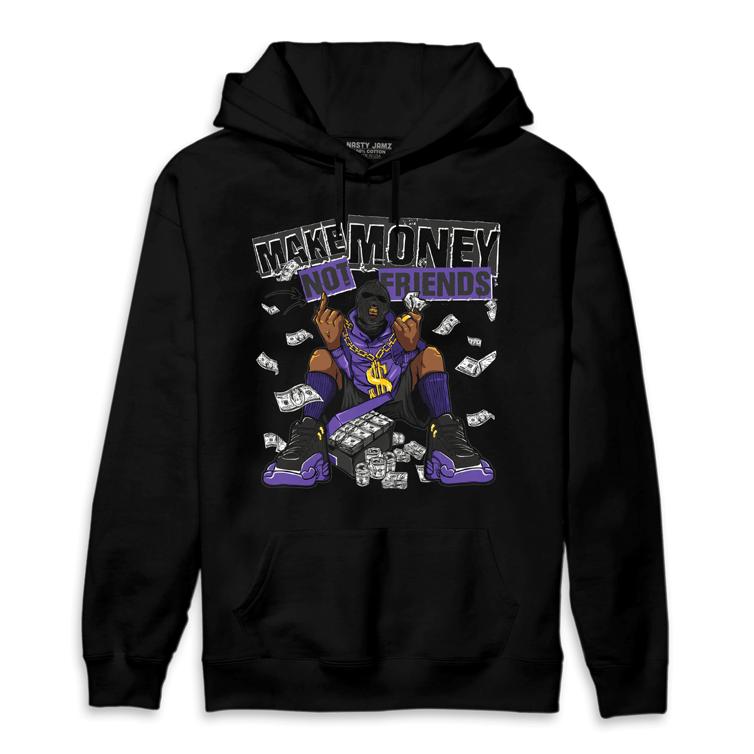 Field Purple 12s Hoodie Match Make Money Not Friends - NastyJamz