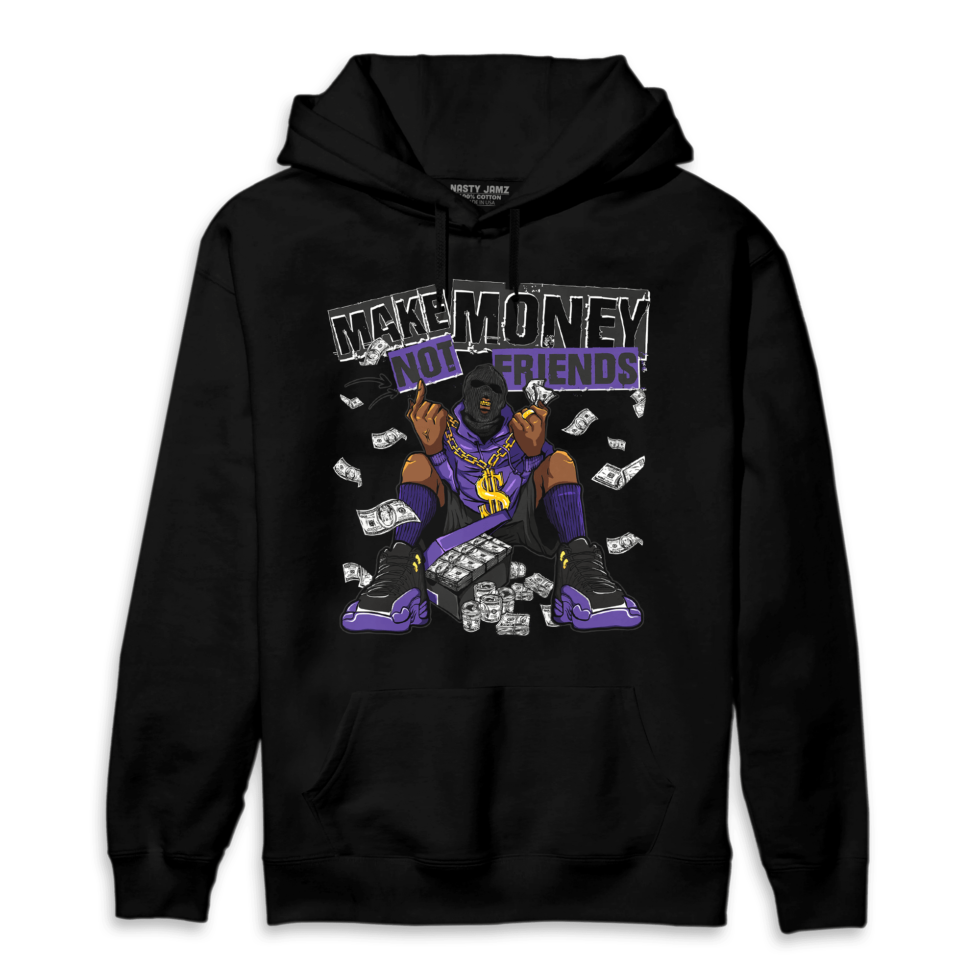 Field Purple 12s Hoodie Match Make Money Not Friends - NastyJamz