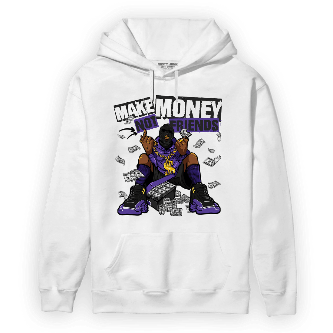 Field Purple 12s Hoodie Match Make Money Not Friends - NastyJamz