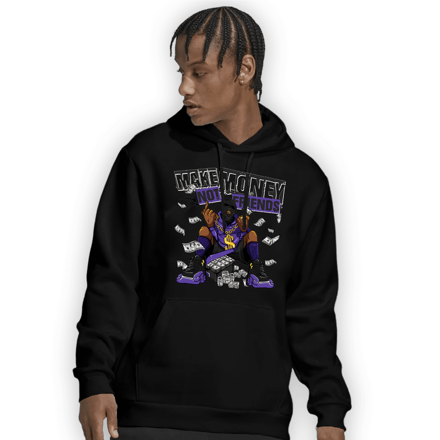 Field Purple 12s Hoodie Match Make Money Not Friends - NastyJamz