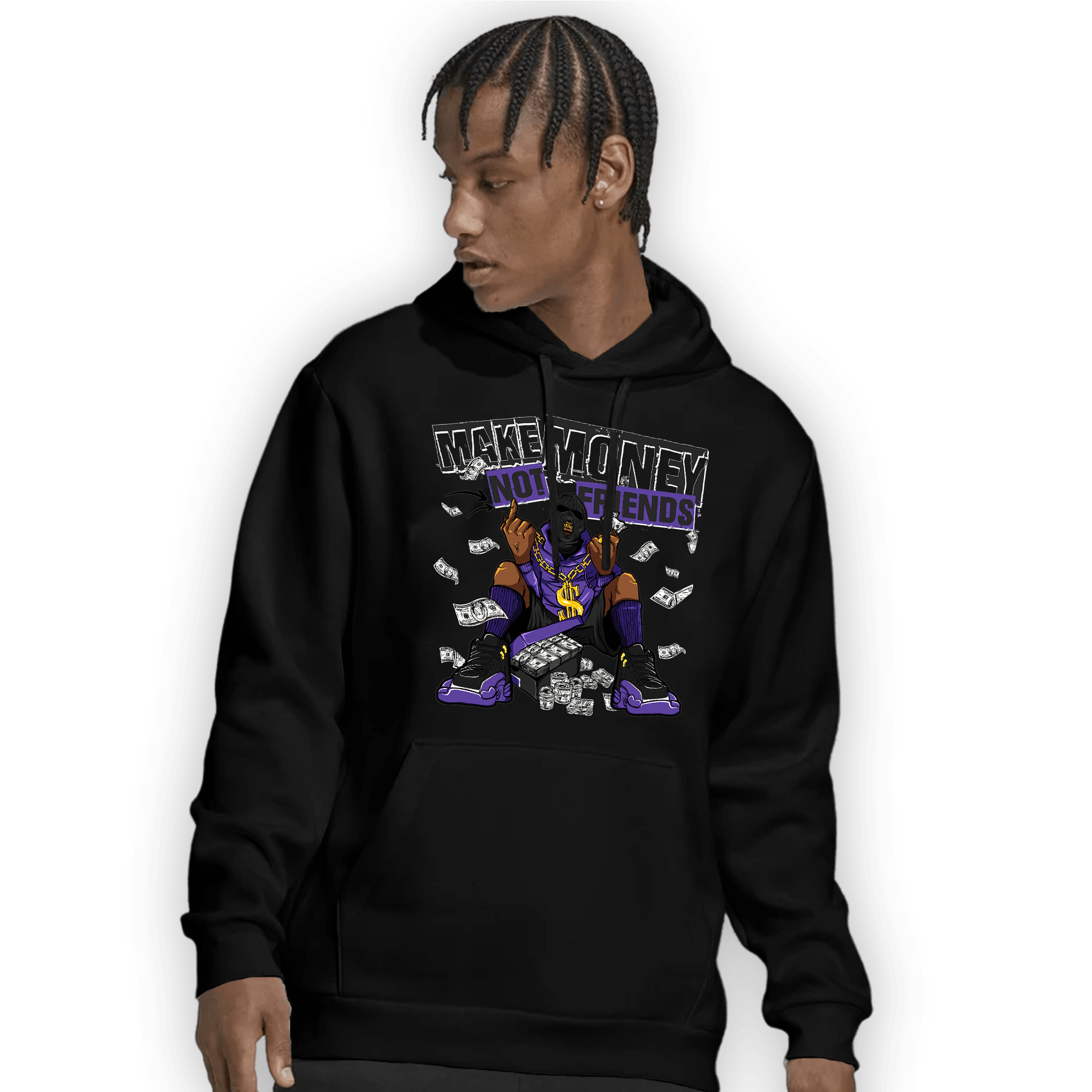 Field Purple 12s Hoodie Match Make Money Not Friends - NastyJamz