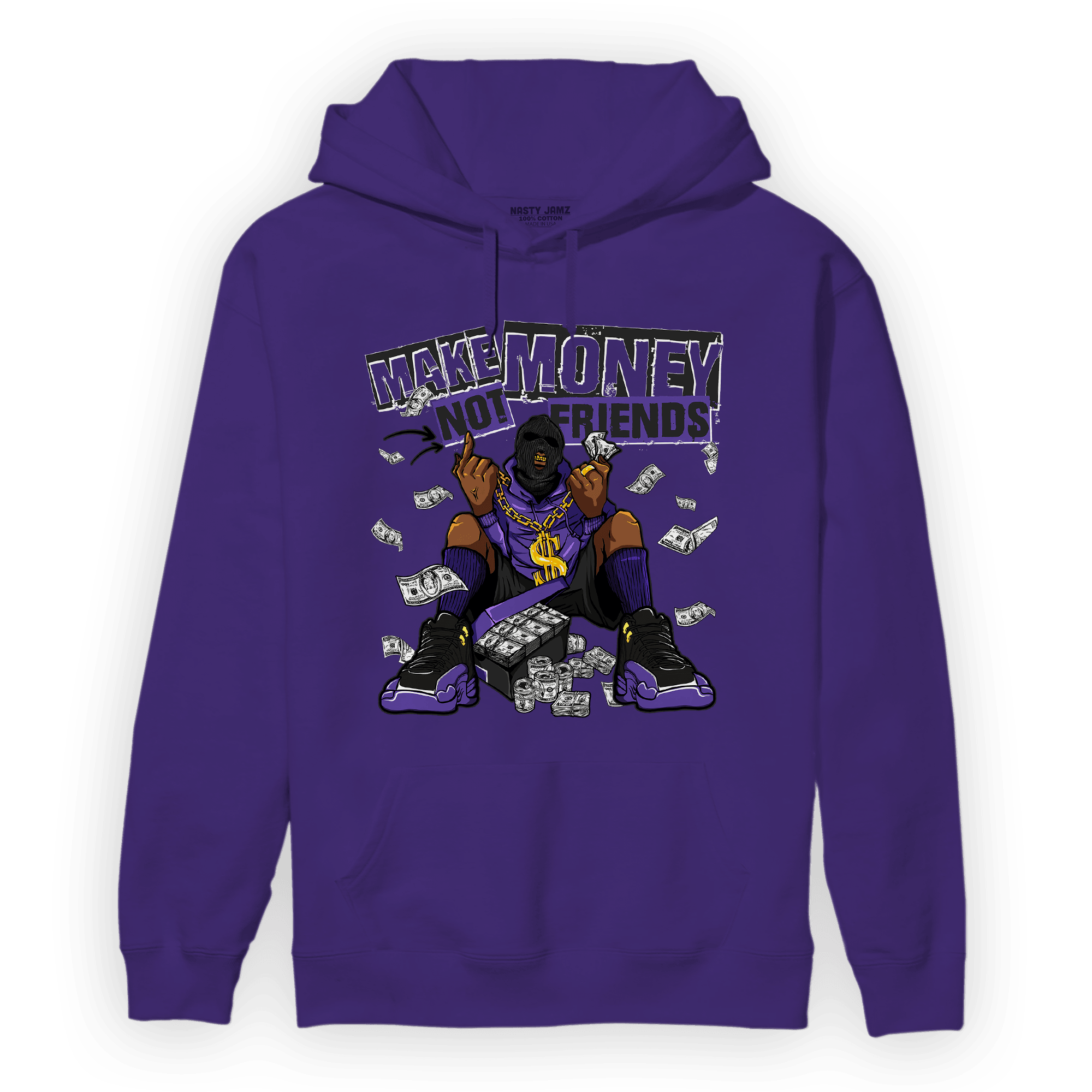 Field Purple 12s Hoodie Match Make Money Not Friends - NastyJamz