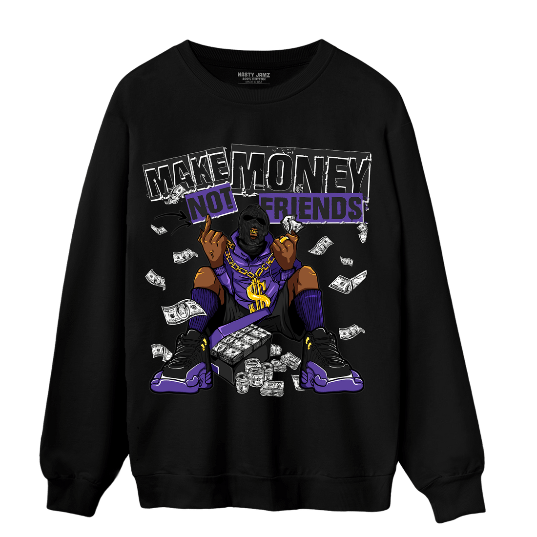 Field Purple 12s Sweatshirt Match Make Money Not Friends - NastyJamz