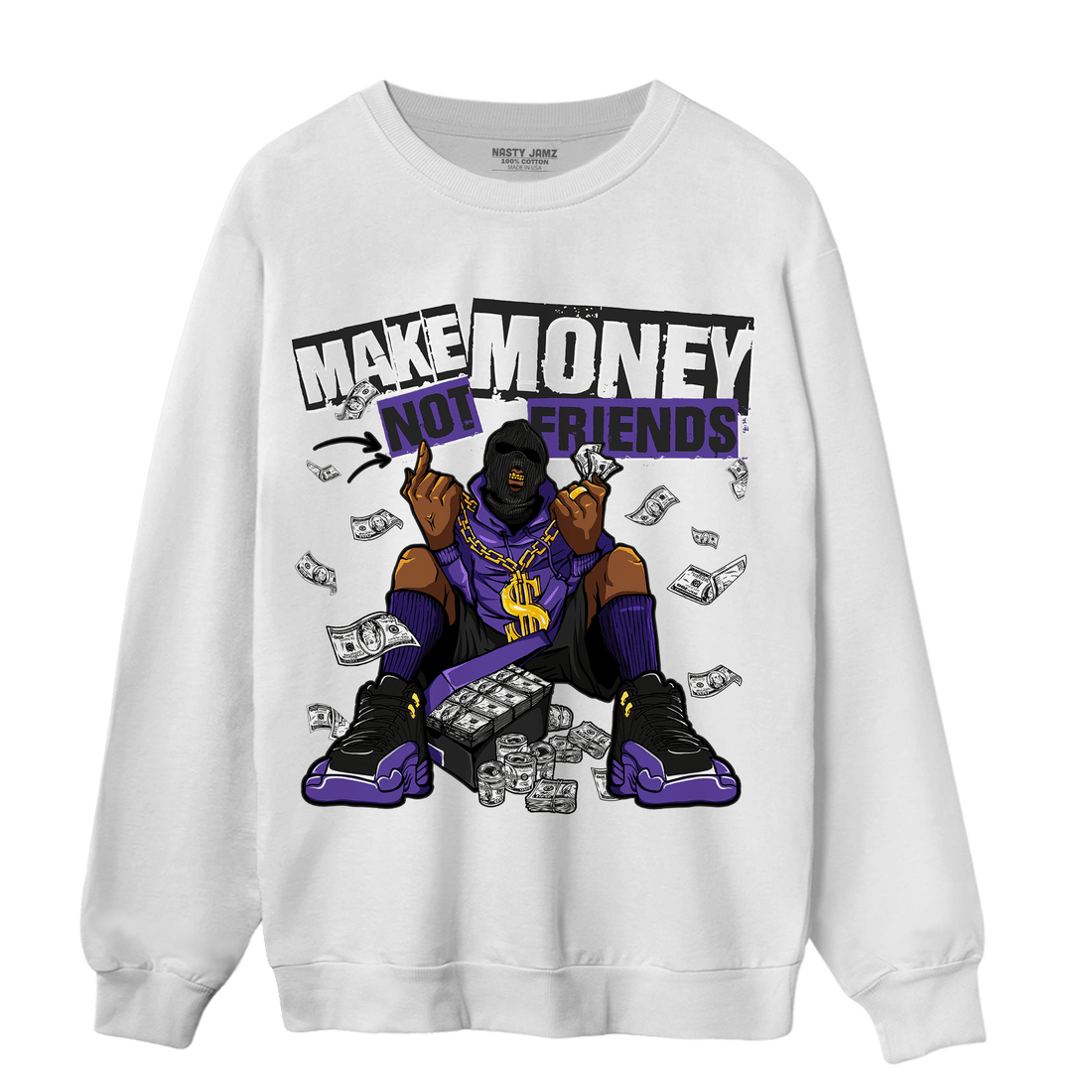 Field Purple 12s Sweatshirt Match Make Money Not Friends - NastyJamz