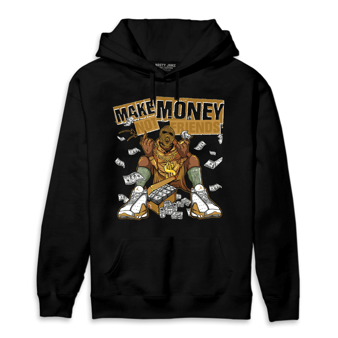 Wheat 13s Hoodie Match Make Money Not Friends - NastyJamz