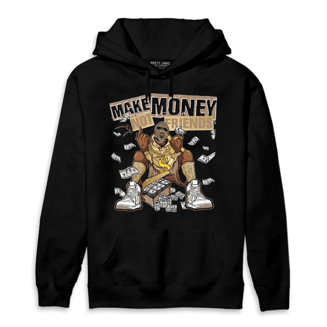 High OG Metallic Gold 1s Hoodie Match Make Money Not Friends - NastyJamz