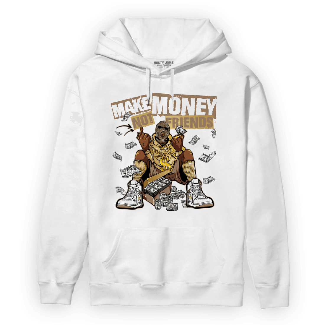 High OG Metallic Gold 1s Hoodie Match Make Money Not Friends - NastyJamz