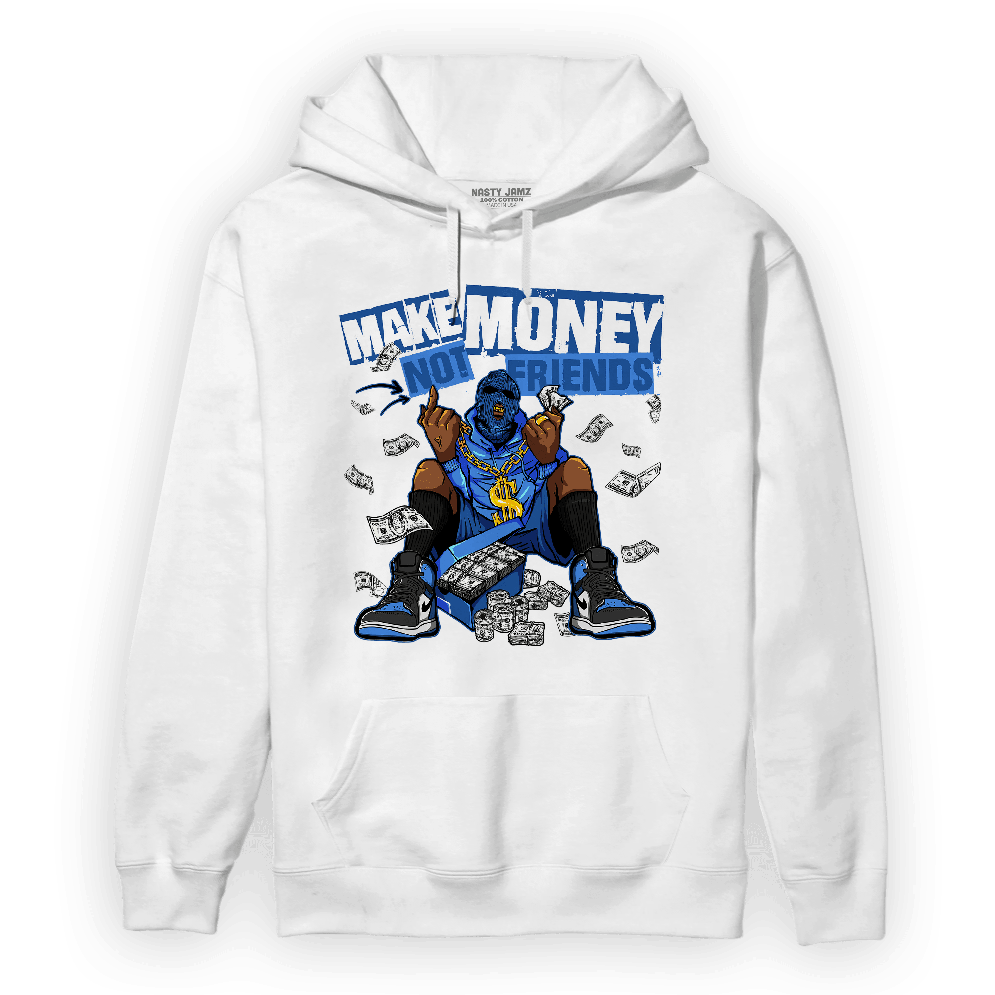 University Blue Toe 1s Hoodie Match Make Money Not Friends - NastyJamz