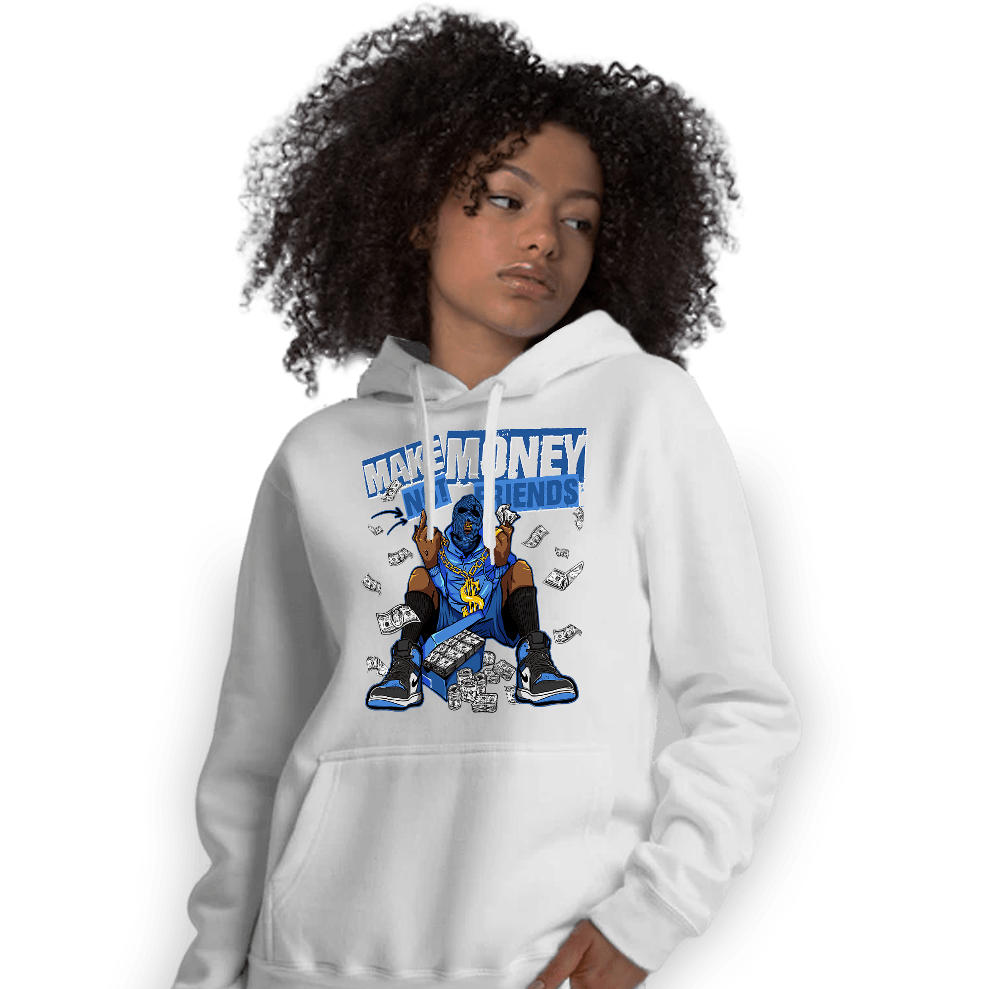 University Blue Toe 1s Hoodie Match Make Money Not Friends - NastyJamz