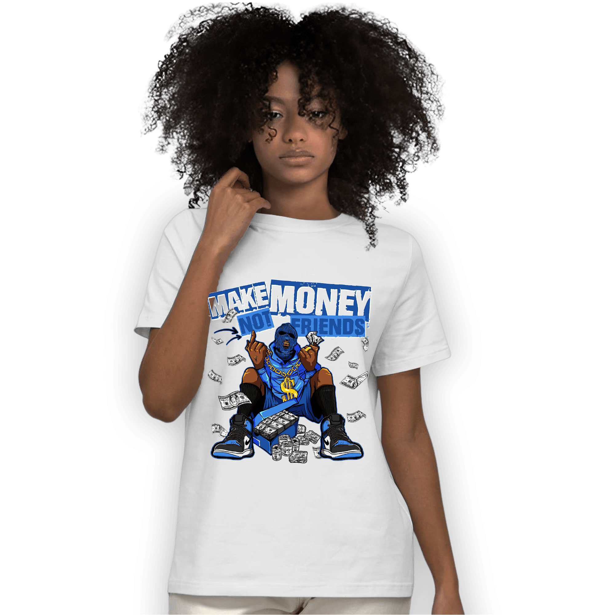 University Blue Toe 1s T Shirt Match Make Money Not Friends - NastyJamz