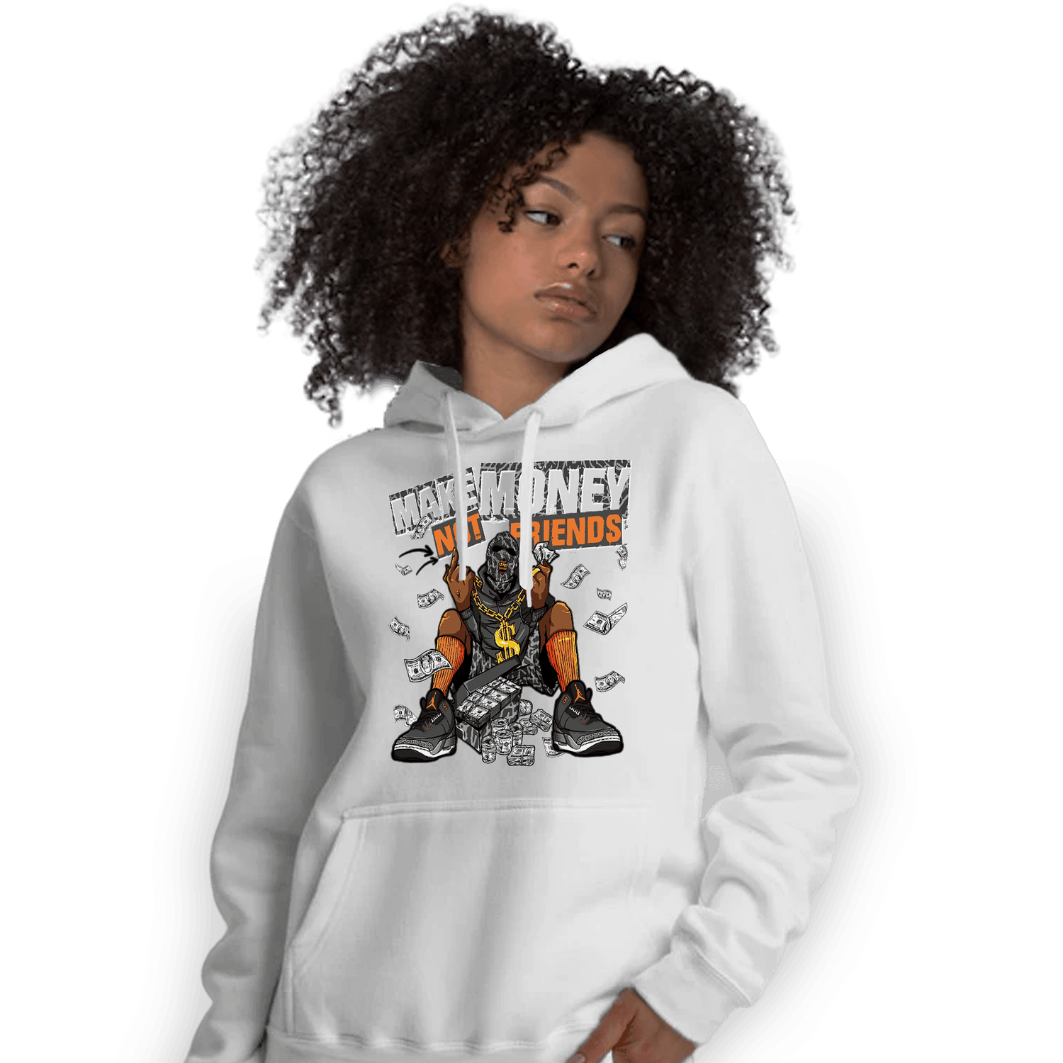Fear Pack 3s Hoodie Match Make Money Not Friends - NastyJamz