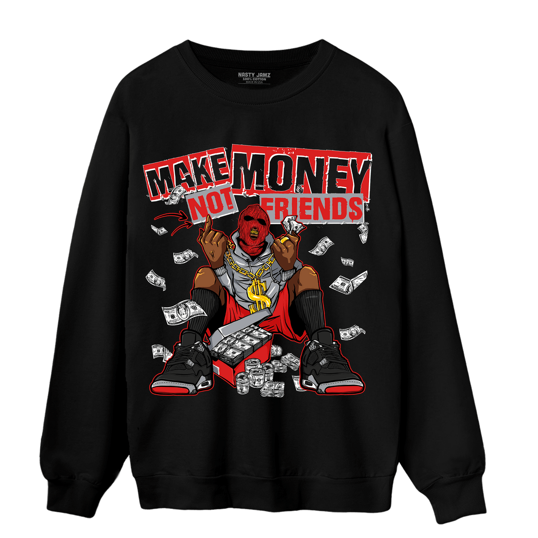 Bred Reimagined 4s Sweatshirt Match Make Money Not Friends - NastyJamz