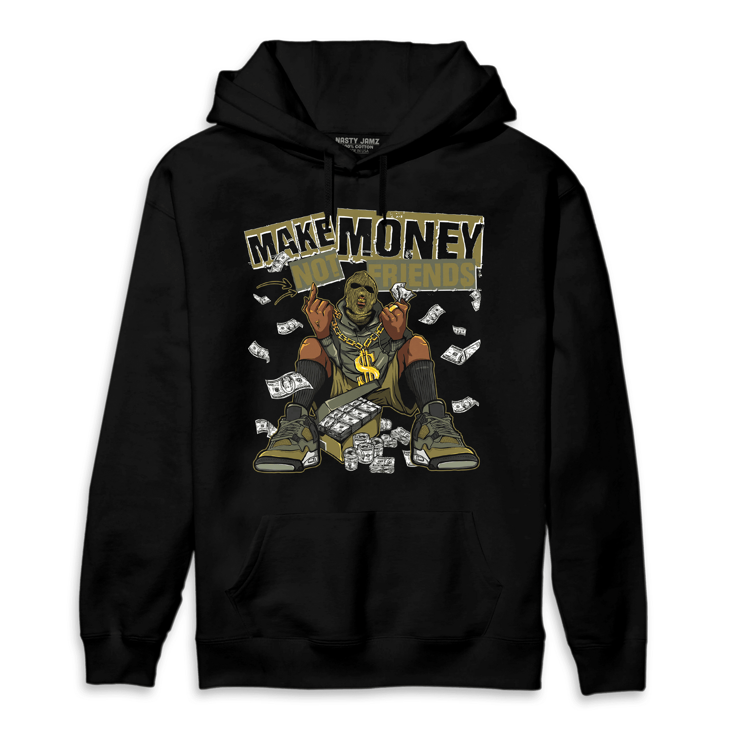 SE Craft Medium Olive 4s Hoodie Match Make Money Not Friends - NastyJamz