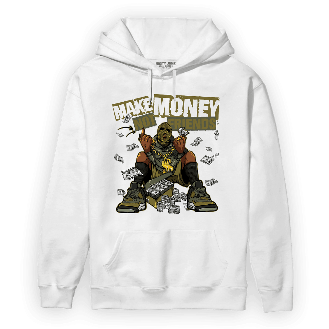 SE Craft Medium Olive 4s Hoodie Match Make Money Not Friends - NastyJamz