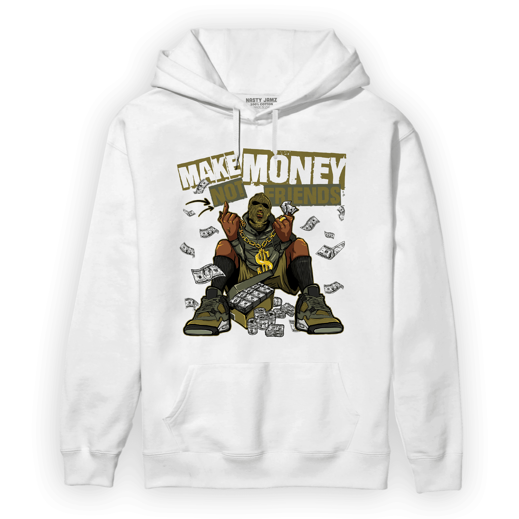 SE Craft Medium Olive 4s Hoodie Match Make Money Not Friends - NastyJamz