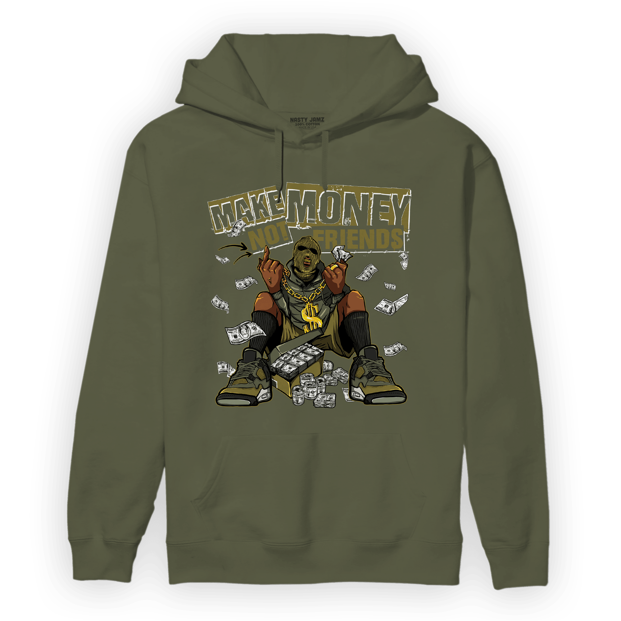 SE Craft Medium Olive 4s Hoodie Match Make Money Not Friends - NastyJamz