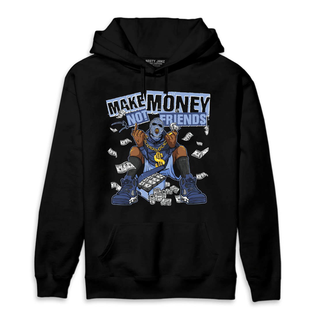Midnight Navy 5s Hoodie Match Make Money Not Friends - NastyJamz