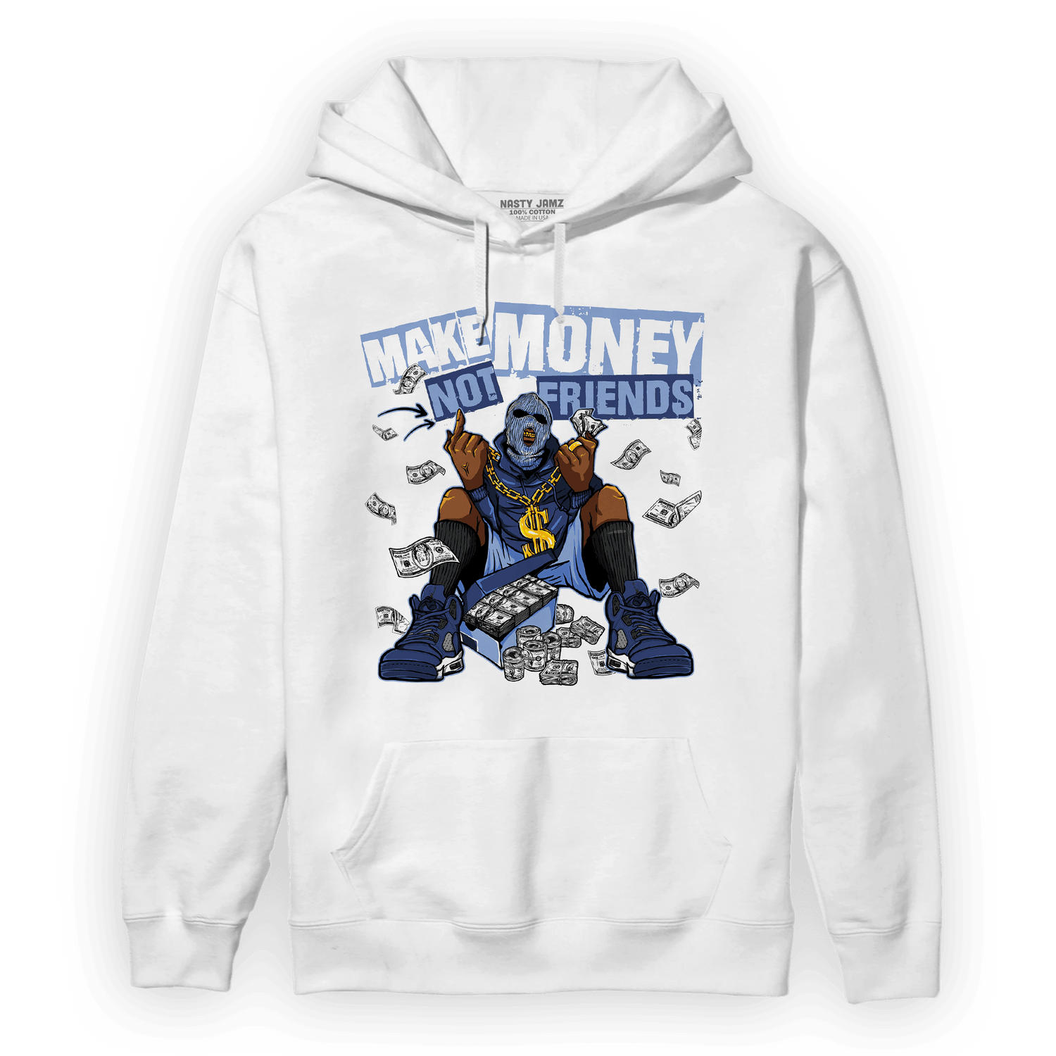 Midnight Navy 5s Hoodie Match Make Money Not Friends - NastyJamz