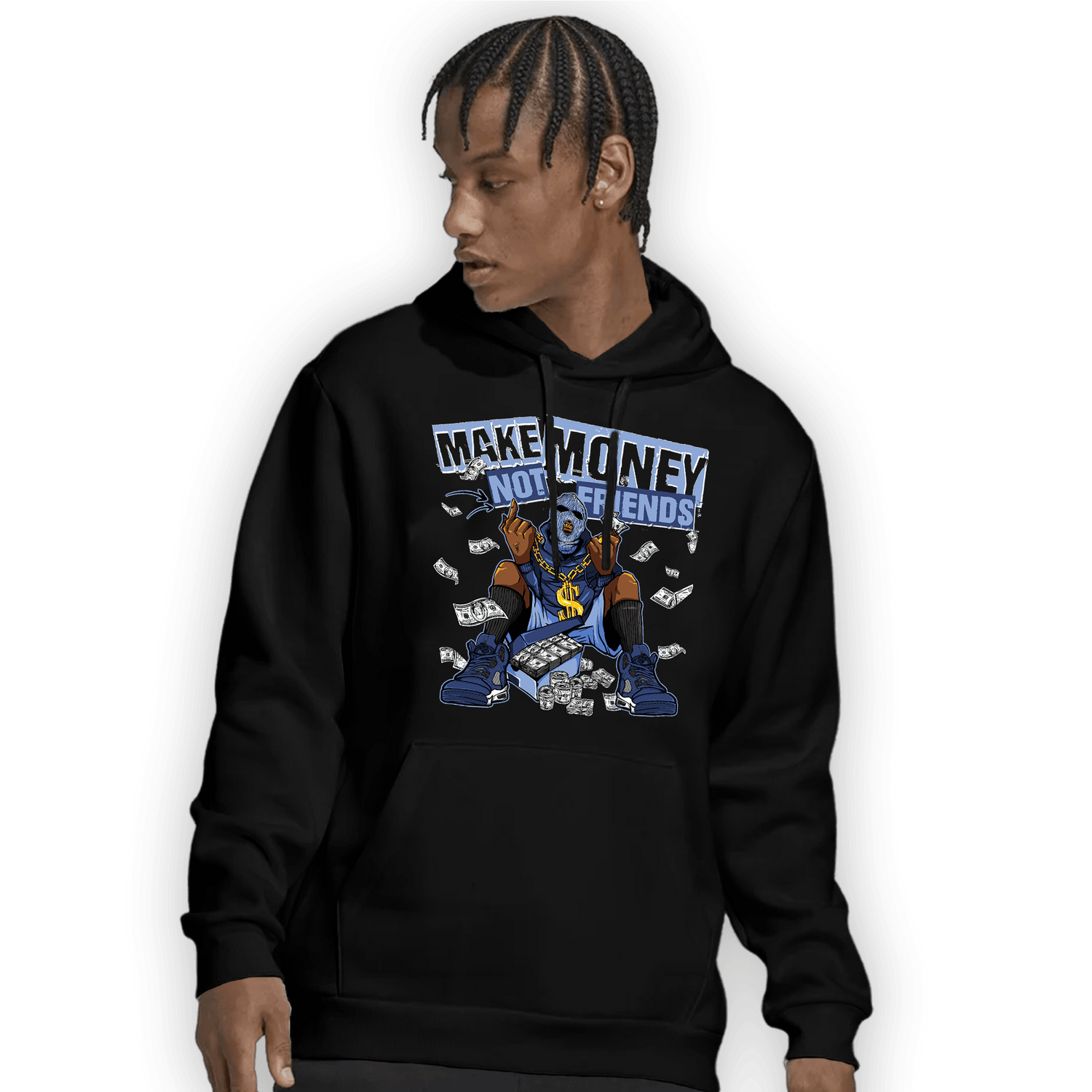 Midnight Navy 5s Hoodie Match Make Money Not Friends - NastyJamz
