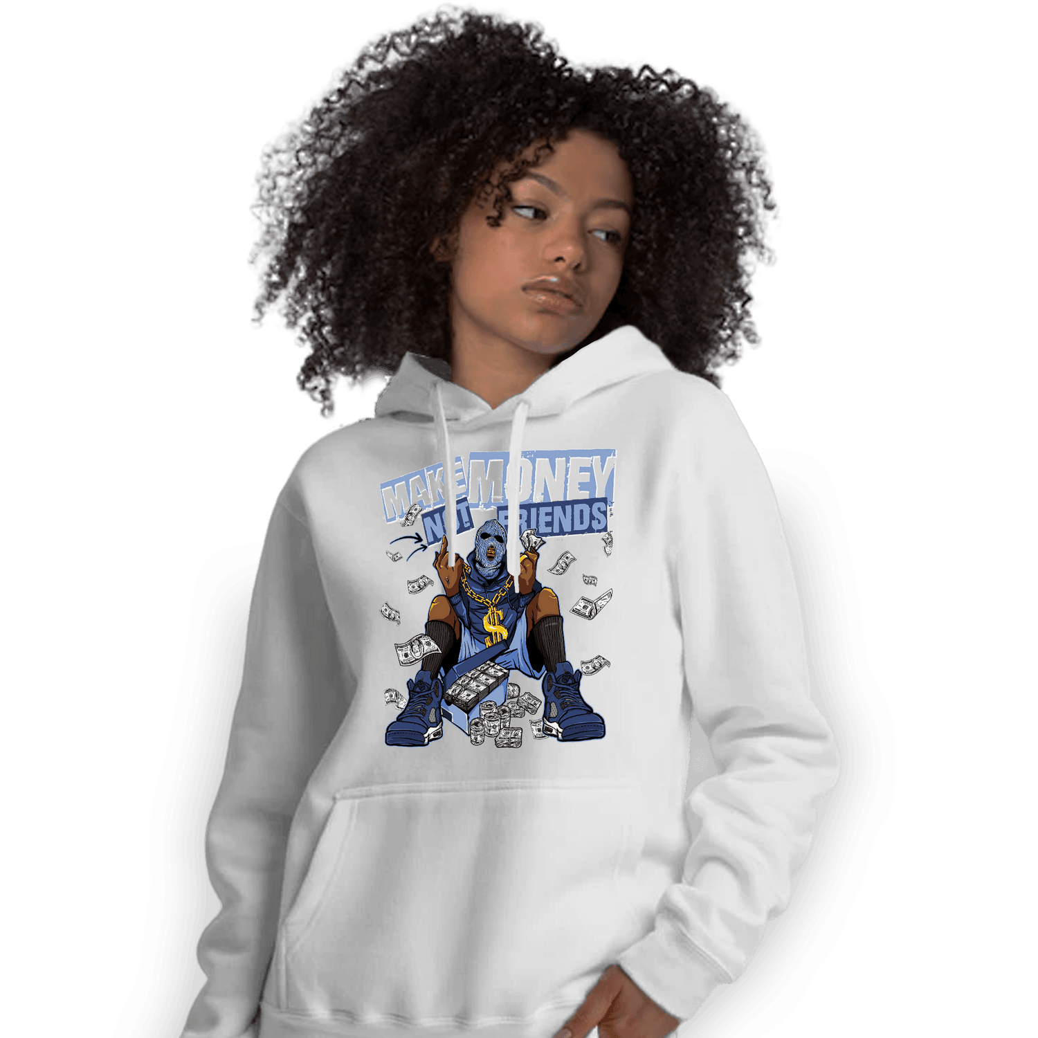 Midnight Navy 5s Hoodie Match Make Money Not Friends - NastyJamz