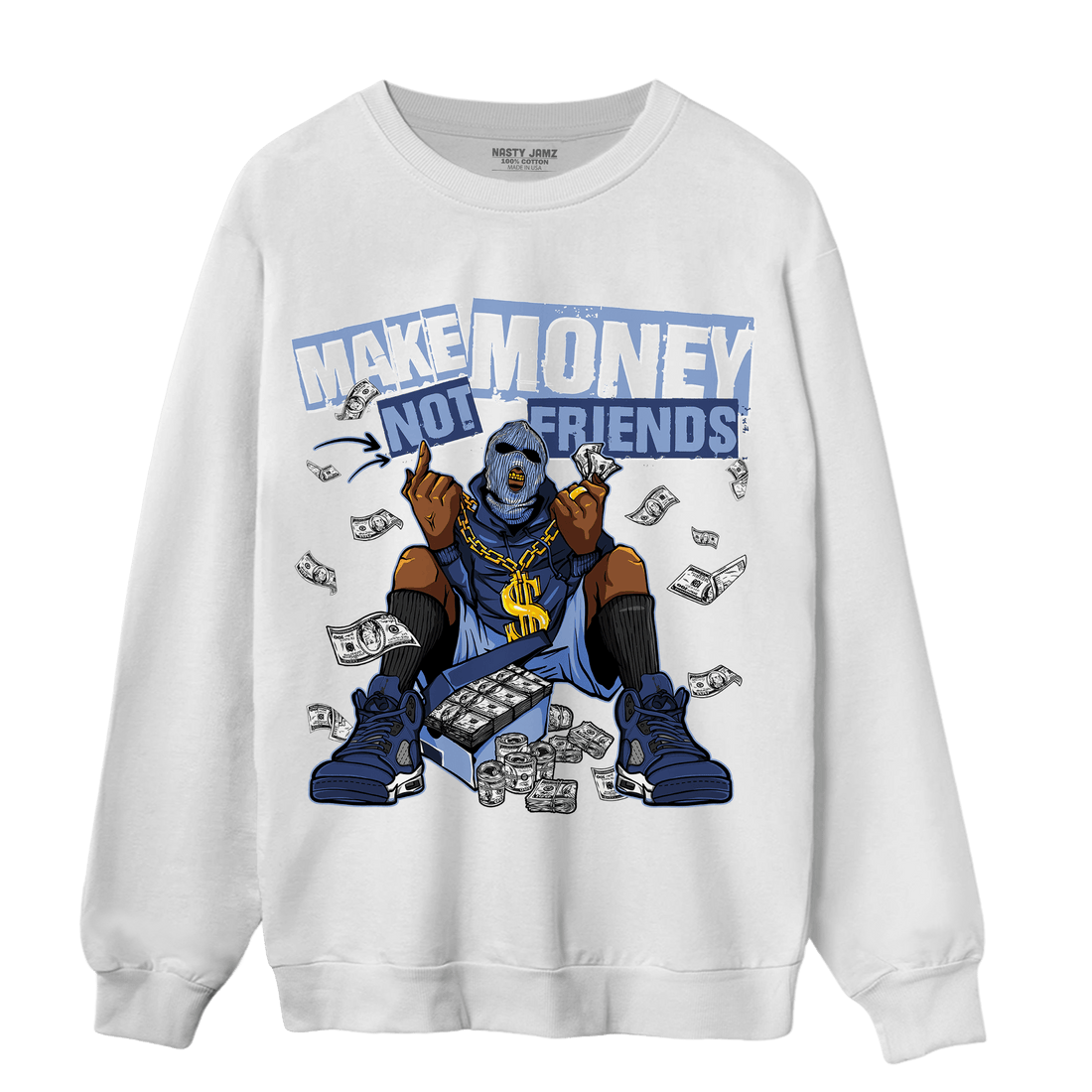Midnight Navy 5s Sweatshirt Match Make Money Not Friends - NastyJamz