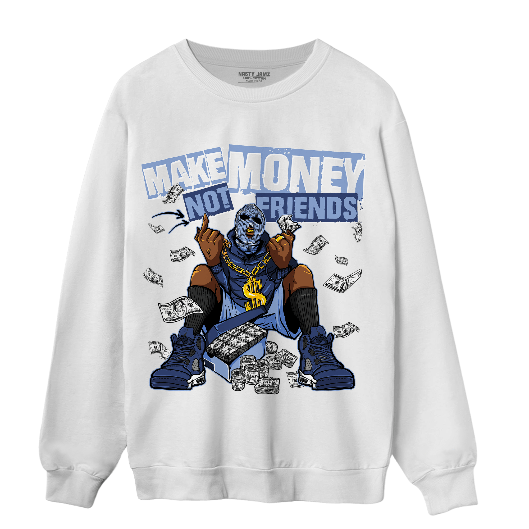 Midnight Navy 5s Sweatshirt Match Make Money Not Friends - NastyJamz