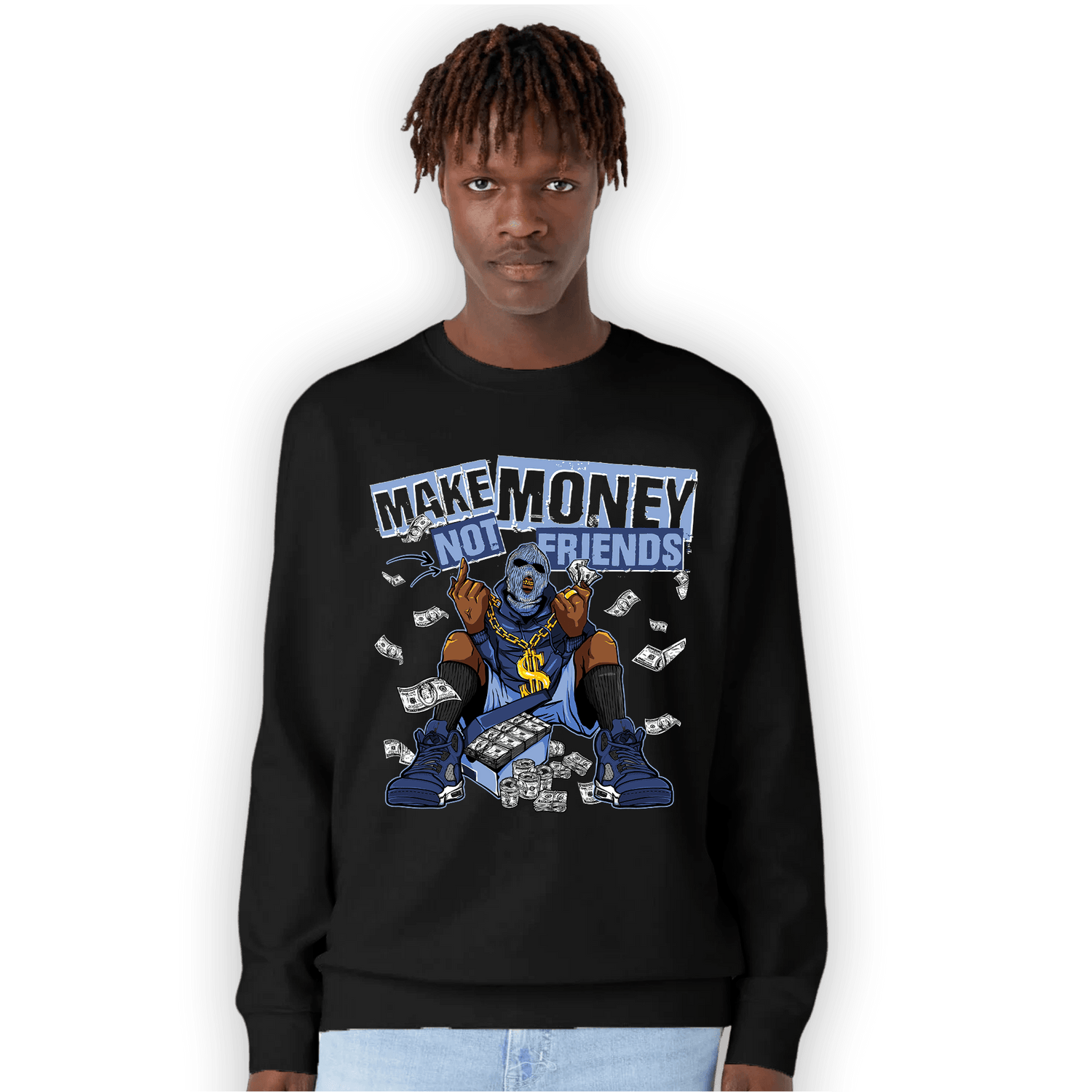 Midnight Navy 5s Sweatshirt Match Make Money Not Friends - NastyJamz