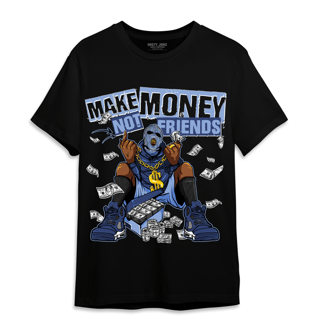 Midnight Navy 5s T Shirt Match Make Money Not Friends - NastyJamz